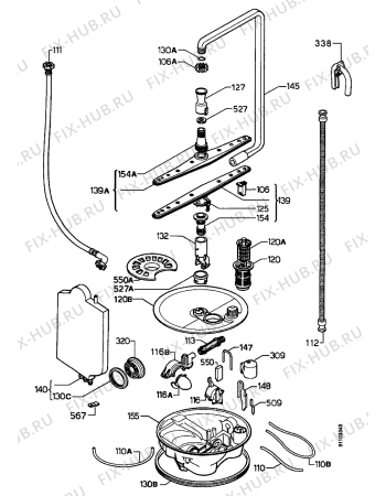 Взрыв-схема посудомоечной машины Zanussi ZW4104 - Схема узла Water equipment